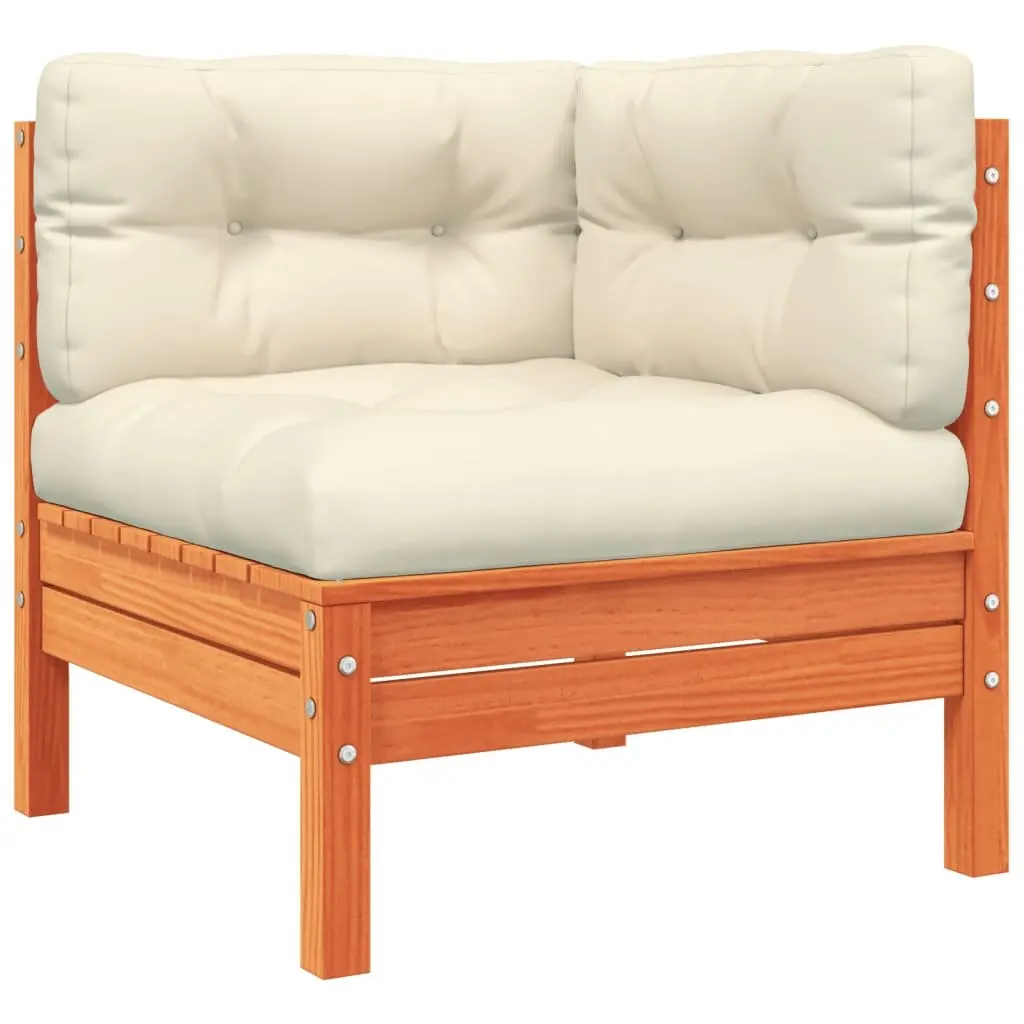 4 Piece Garden Sofa Set with Cushions Brown Solid Wood Outdoor Patio Furniture