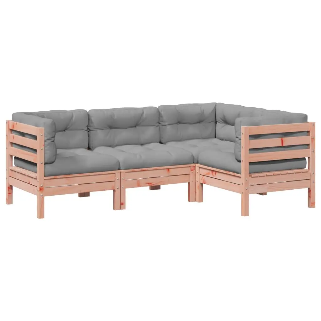 Garden Sofa Set 4 Piece Outdoor Furniture with Cushions Wood Patio Seating