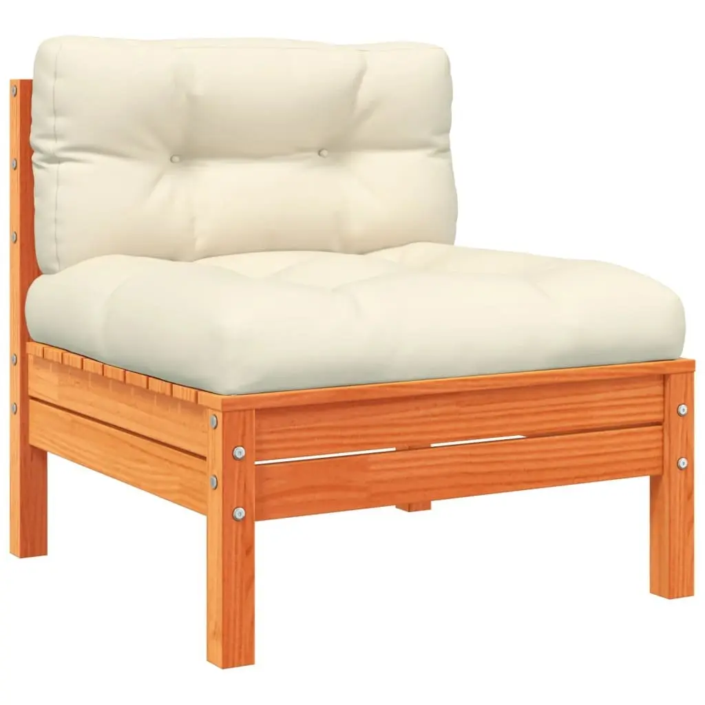 6PieceSofaSetGardenOutdoorFurniturePinewoodSolidBrownwithCushions