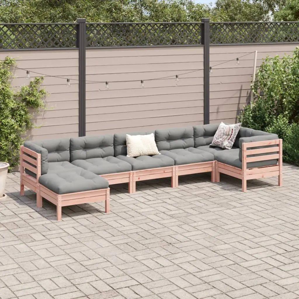 7 Piece Solid Wood Modular Garden Sofa Set Brown with Cushions for Outdoor Patio Furniture