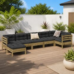 7 Piece Garden Sofa Set with Cushions Brown Outdoor Patio Furniture Modular