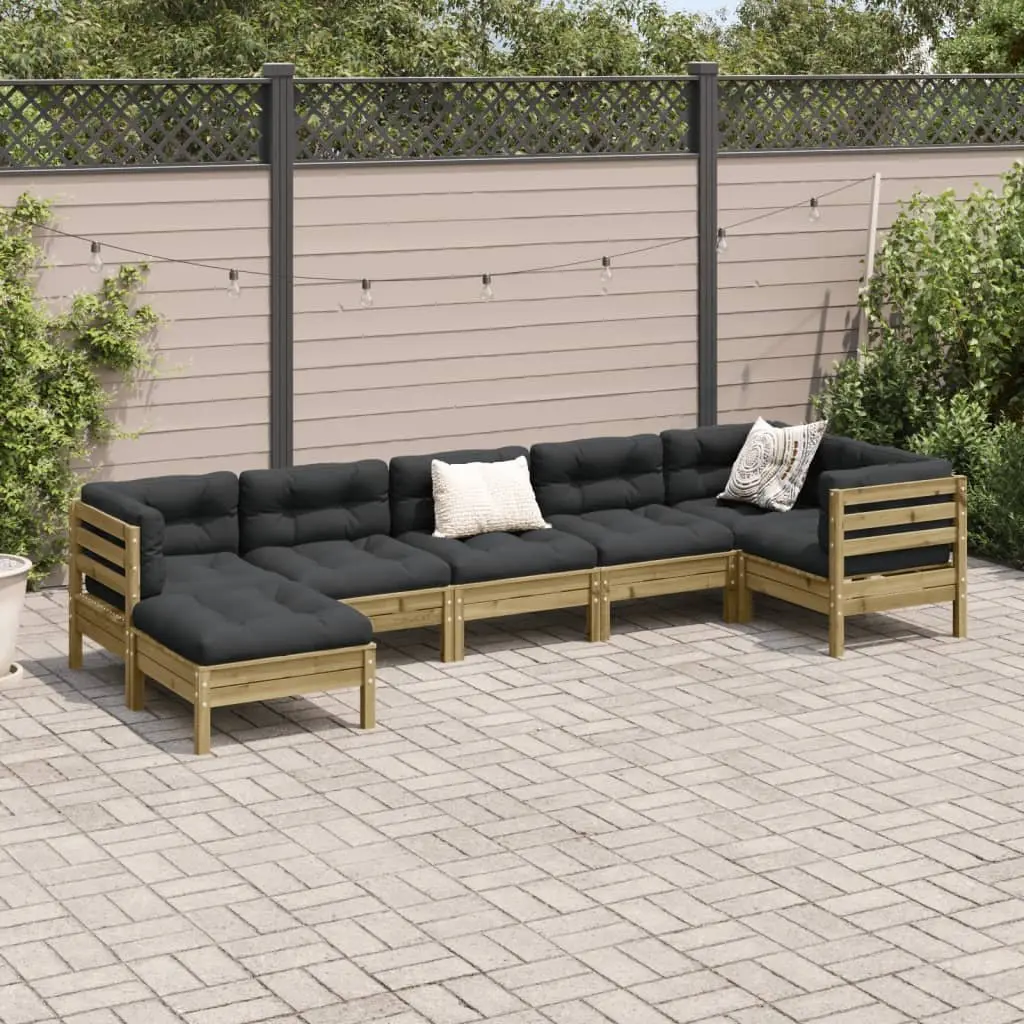 7 Piece Garden Sofa Set with Cushions Brown Outdoor Patio Furniture Modular