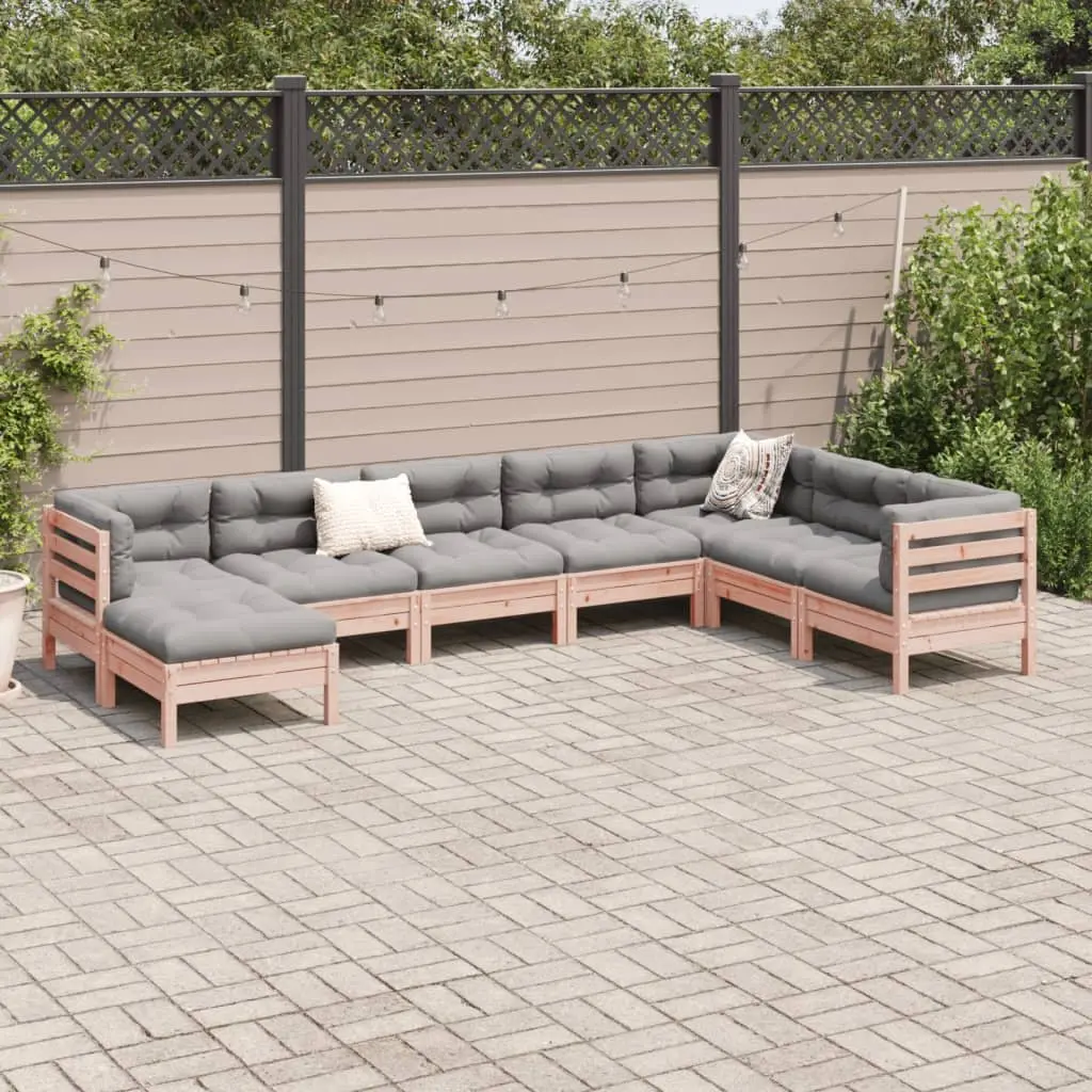 8 Piece Garden Sofa Set Wood Slatted Brown Outdoor Furniture Patio Seating Cushions