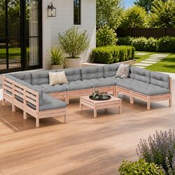 Functional 10-Piece Modular Garden Sofa for Outdoor Use