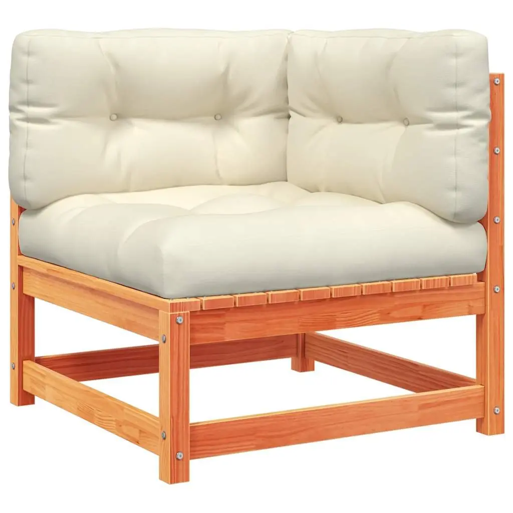 Garden Sofa Set Solid Pinewood Modular 6 Piece Outdoor Furniture Brown
