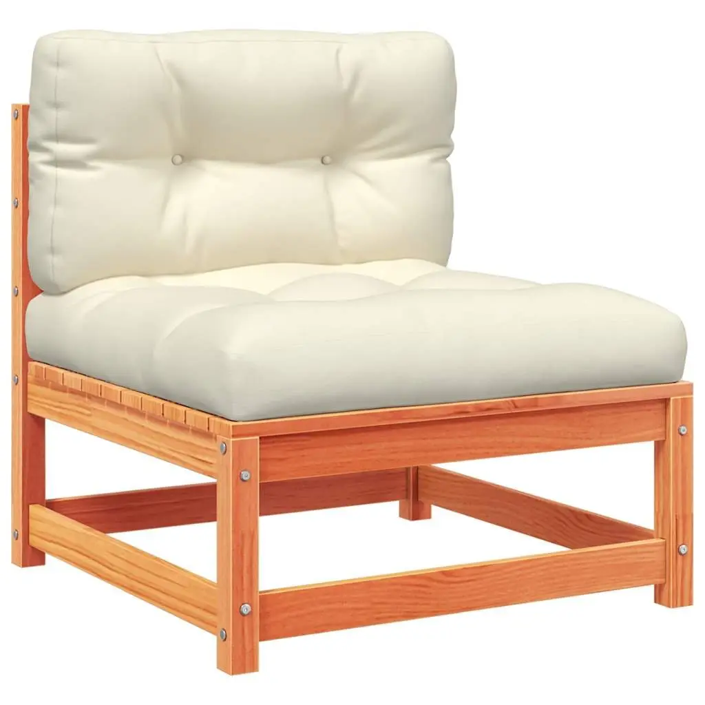 Garden Sofa Set Solid Pinewood Modular 6 Piece Outdoor Furniture Brown