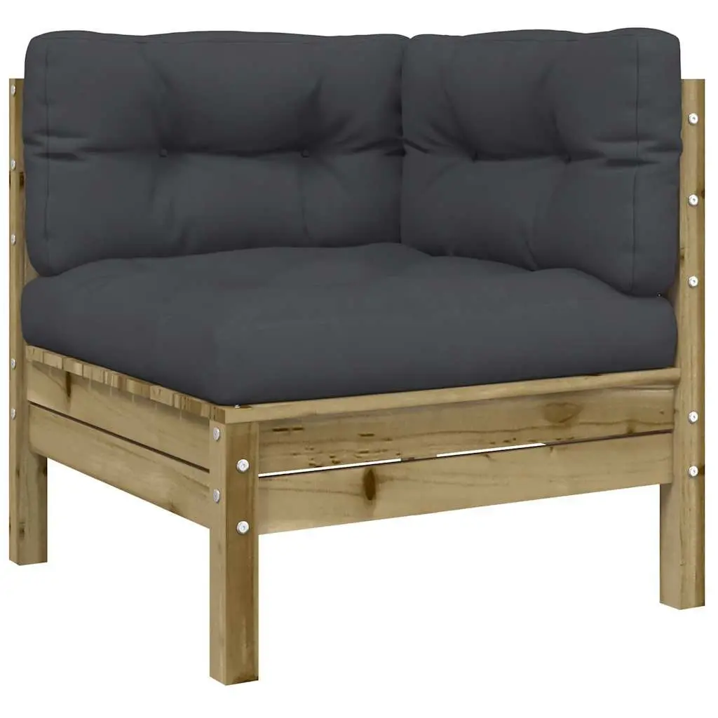 7 Piece Garden Sofa Set Solid Pinewood Outdoor Patio Furniture Brown Cushions