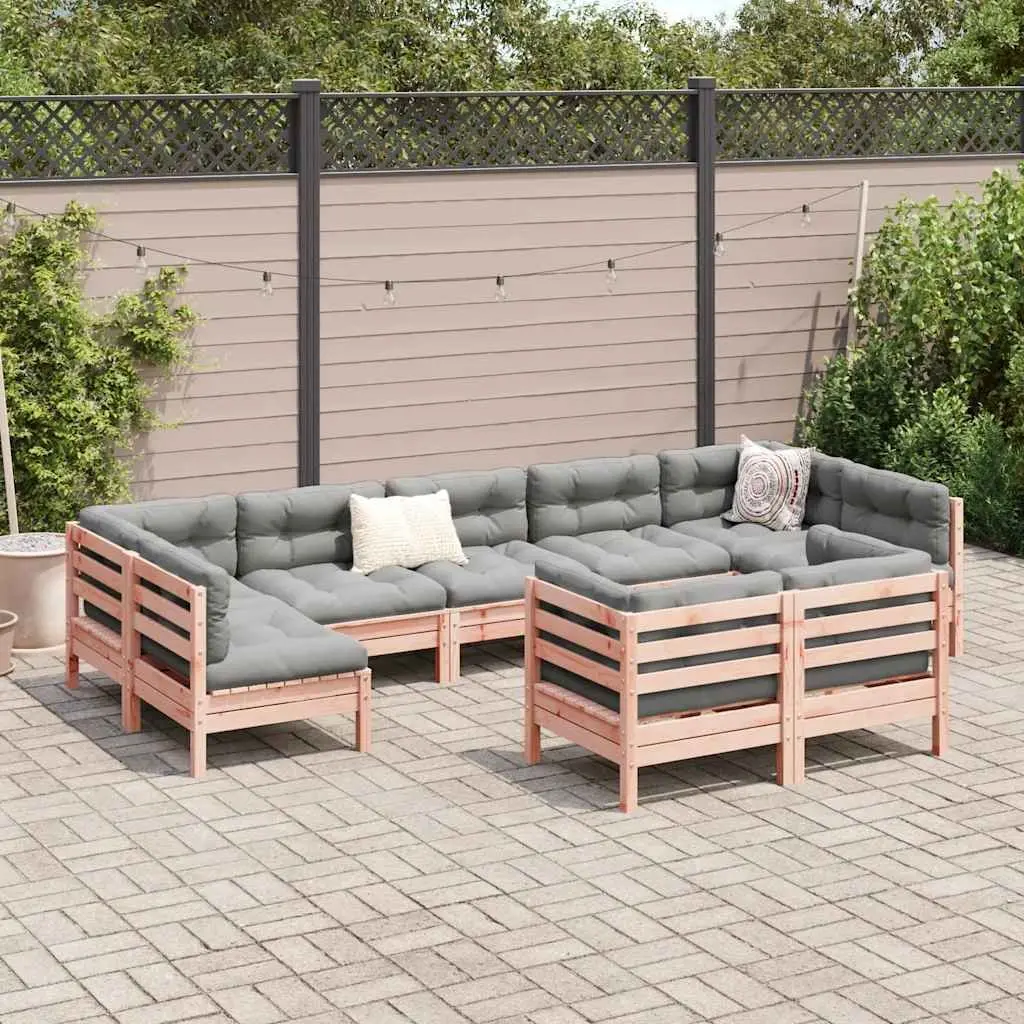 Garden Sofa Set 9 Piece Outdoor Furniture with Cushions Wood Patio Seating