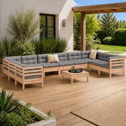 11 Piece Modular Garden Sofa for Patio or Backyard Relaxation
