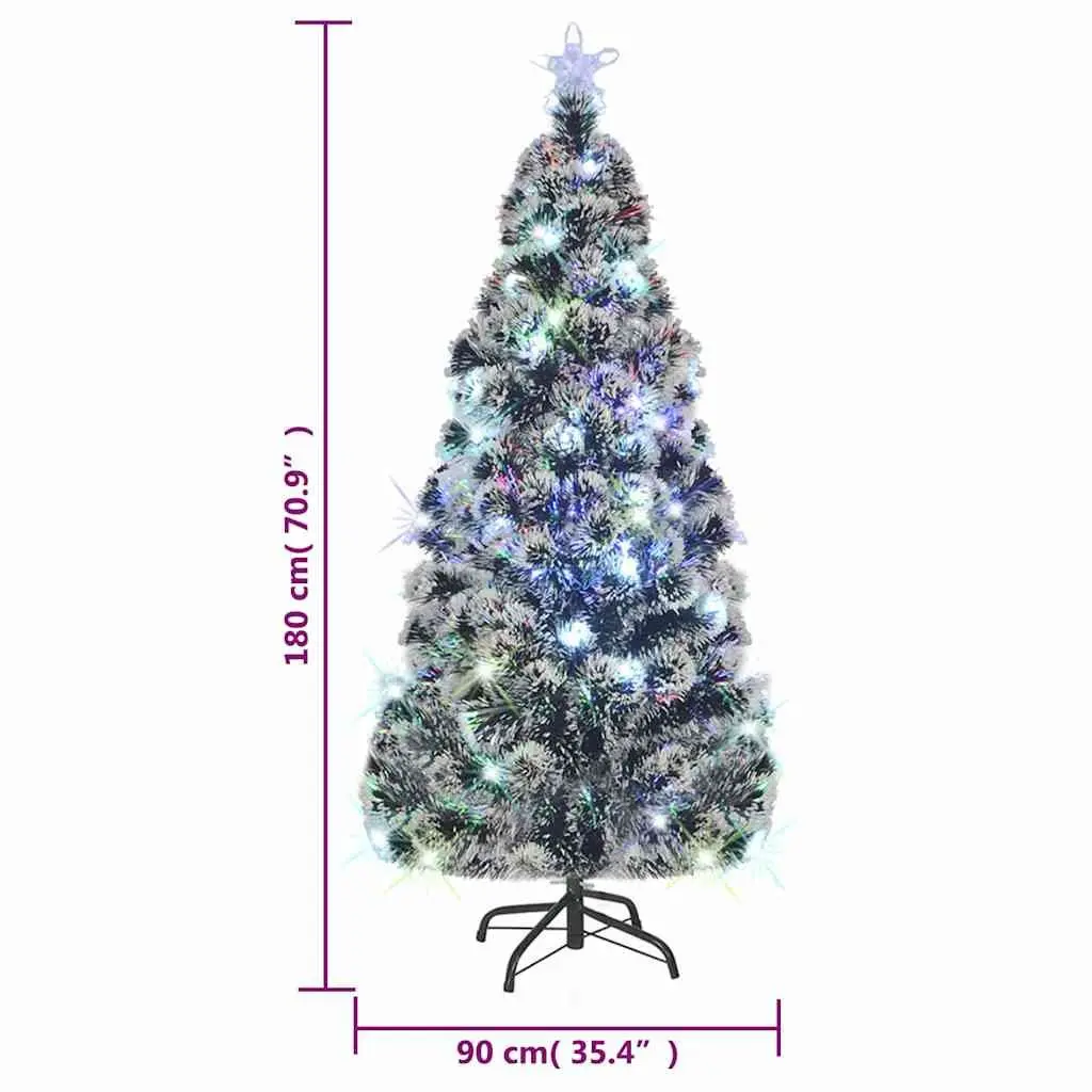 Pre-lit Christmas Tree PVC 180cm Green White with LED Lights