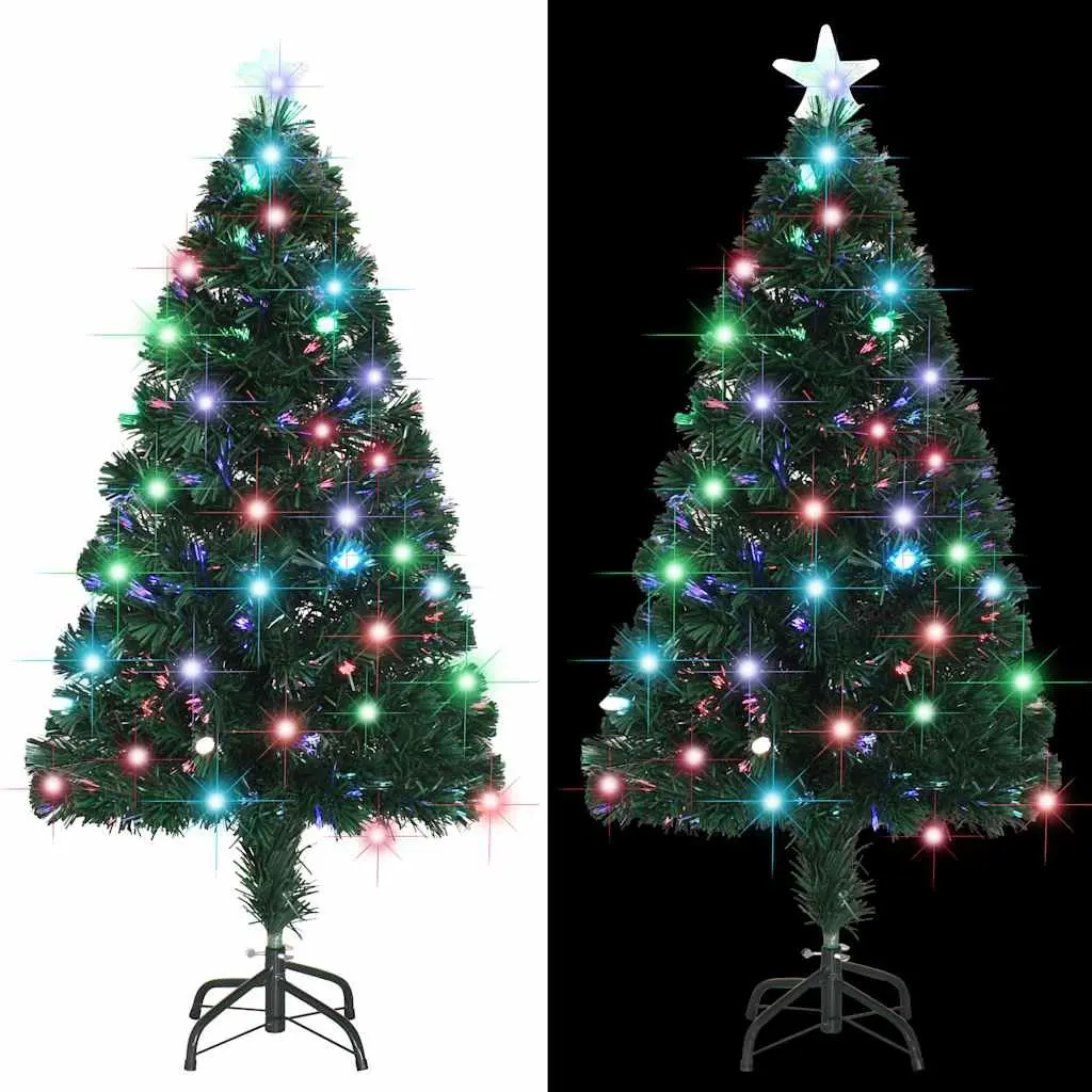 Artificial Christmas Tree Green 120cm Fibre Optic LED Pre-lit with Stand