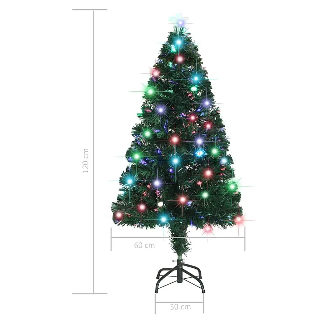 Artificial Christmas Tree Green 120cm Fibre Optic LED Pre-lit with Stand