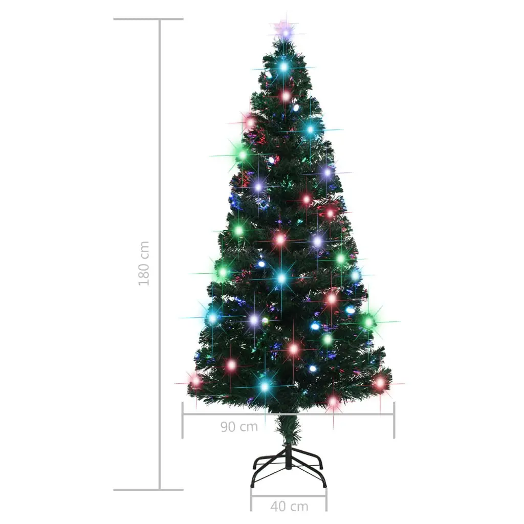 Artificial Pre-lit Christmas Tree 180cm Fibre Optic LED Green