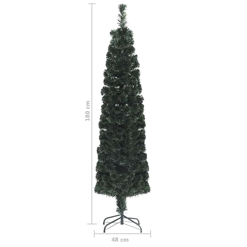 Artificial Slim Christmas Tree 180cm Black Fibre Optic LED Lights Holiday Decor
