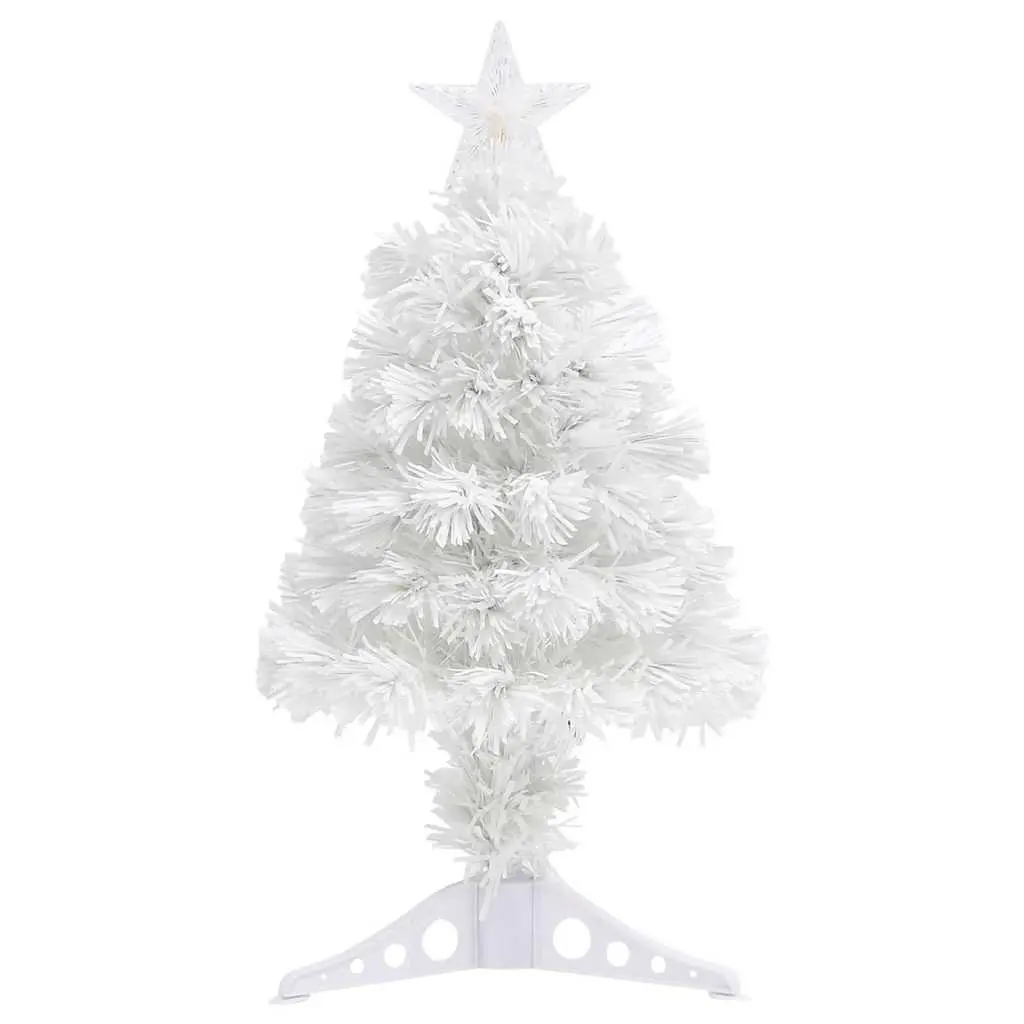 Artificial Christmas Tree PVC 64cm White Pre-lit LED Fibre Optic Holiday Decoration