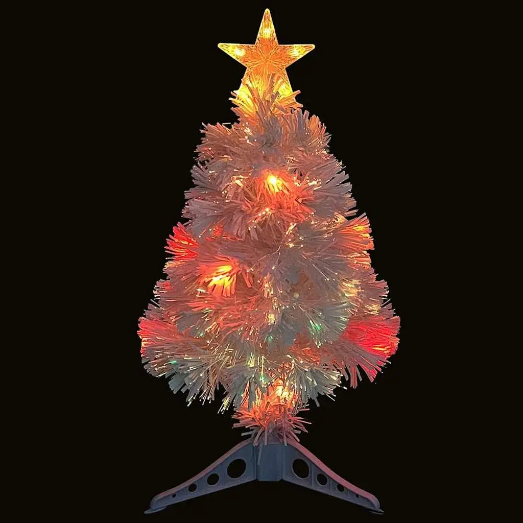 Artificial Christmas Tree PVC 64cm White Pre-lit LED Fibre Optic Holiday Decoration