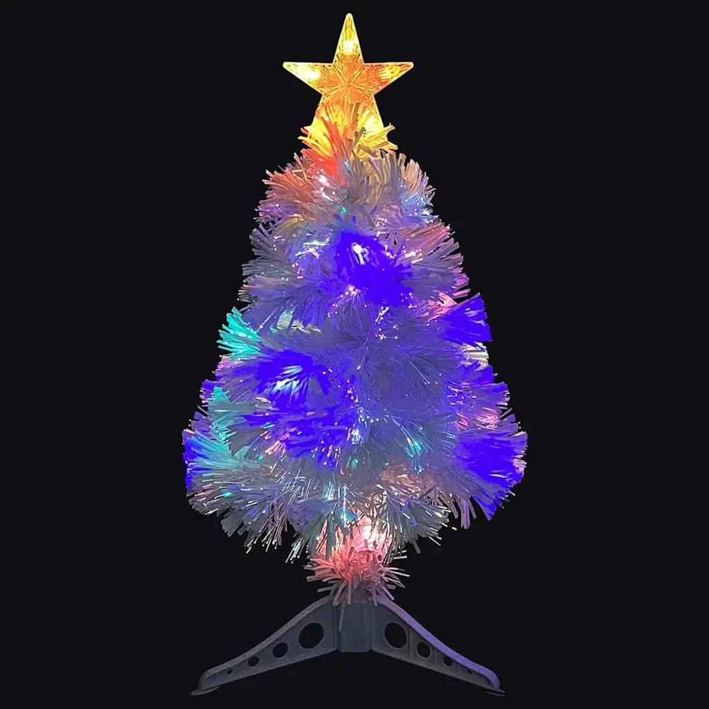 Artificial Christmas Tree PVC 64cm White Pre-lit LED Fibre Optic Holiday Decoration