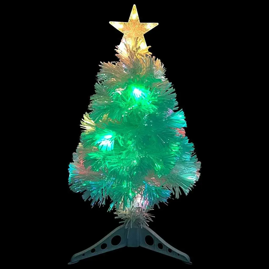 Artificial Christmas Tree PVC 64cm White Pre-lit LED Fibre Optic Holiday Decoration
