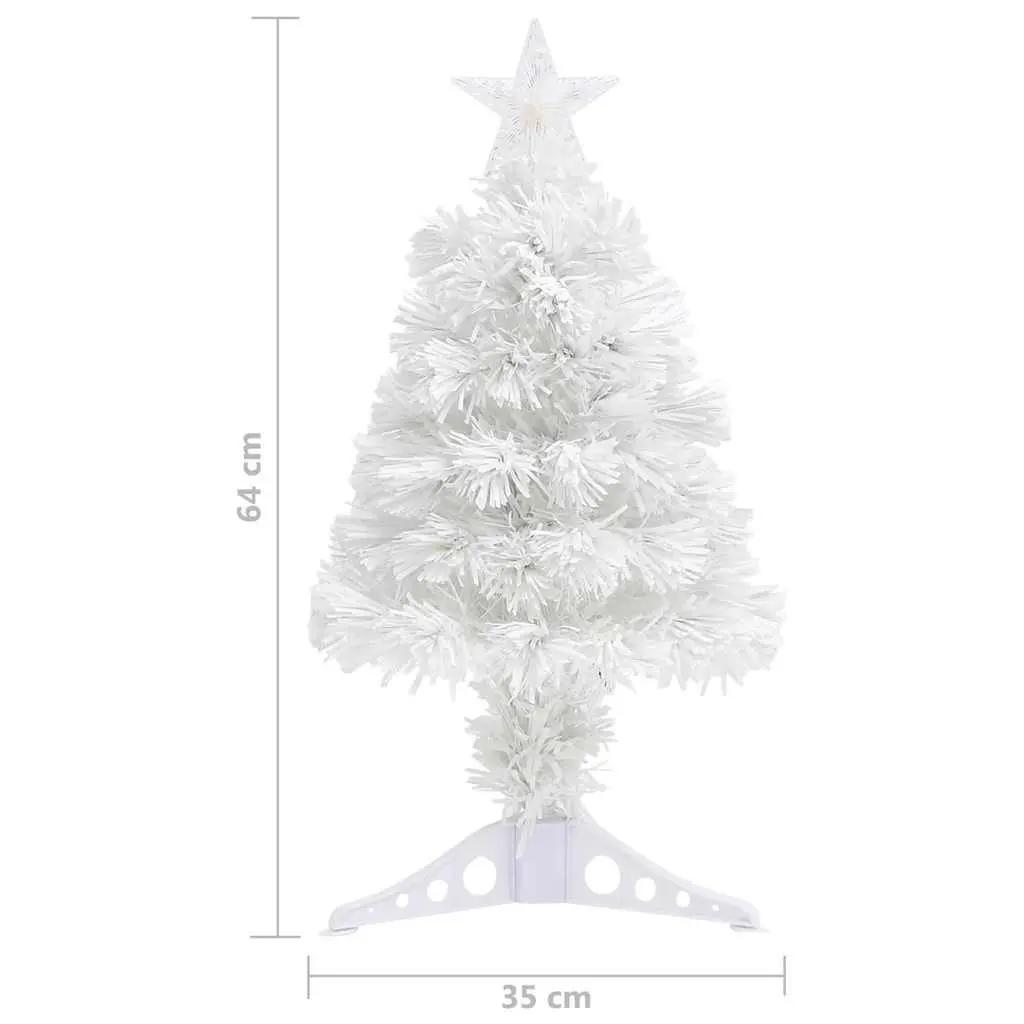 Artificial Christmas Tree PVC 64cm White Pre-lit LED Fibre Optic Holiday Decoration