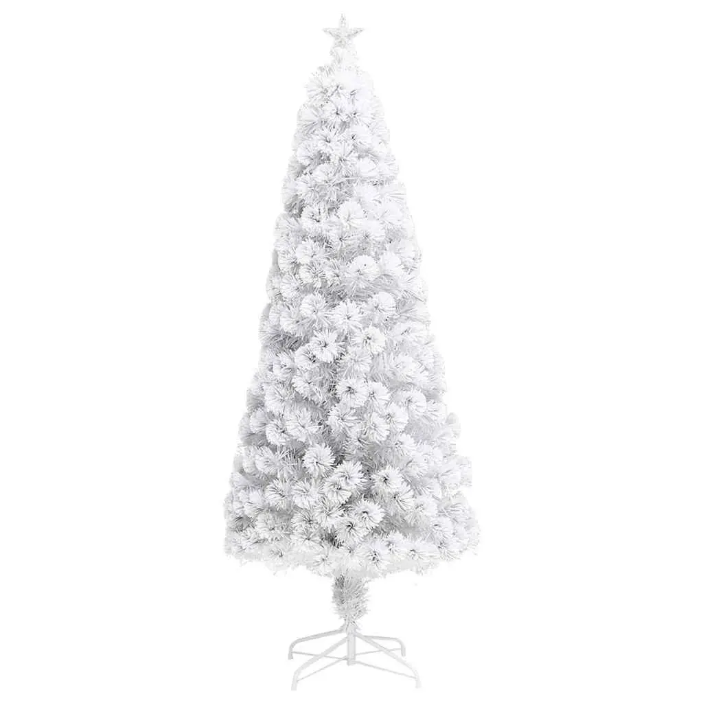 White Artificial Pre-lit Christmas Tree 210cm LED Fibre Optic Festive Decoration