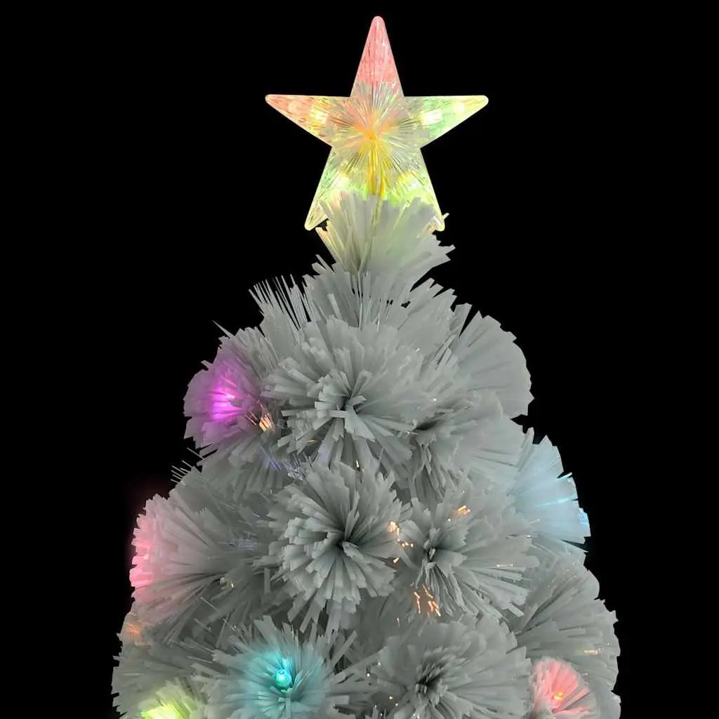White Artificial Pre-lit Christmas Tree 210cm LED Fibre Optic Festive Decoration