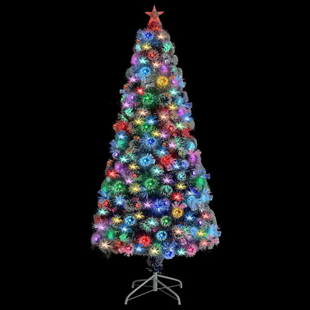 Artificial Pre-lit Christmas Tree White 150cm Fibre Optic LED Festive Decoration