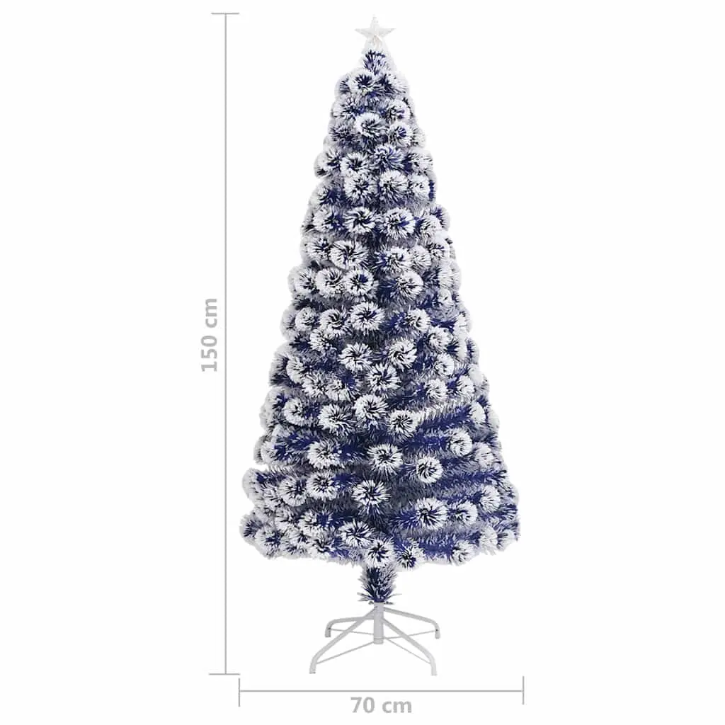 Artificial Pre-lit Christmas Tree White 150cm Fibre Optic LED Festive Decoration