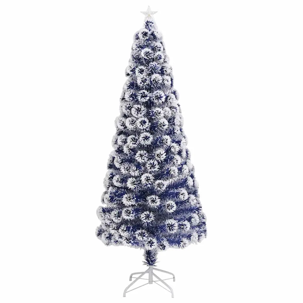 Pre-lit Artificial Christmas Tree 180cm White LED Fibre Optic PVC Seasonal Decoration