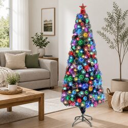 Artificial Pre-lit Christmas Tree 240cm White Fibre Optic LED Festive Holiday