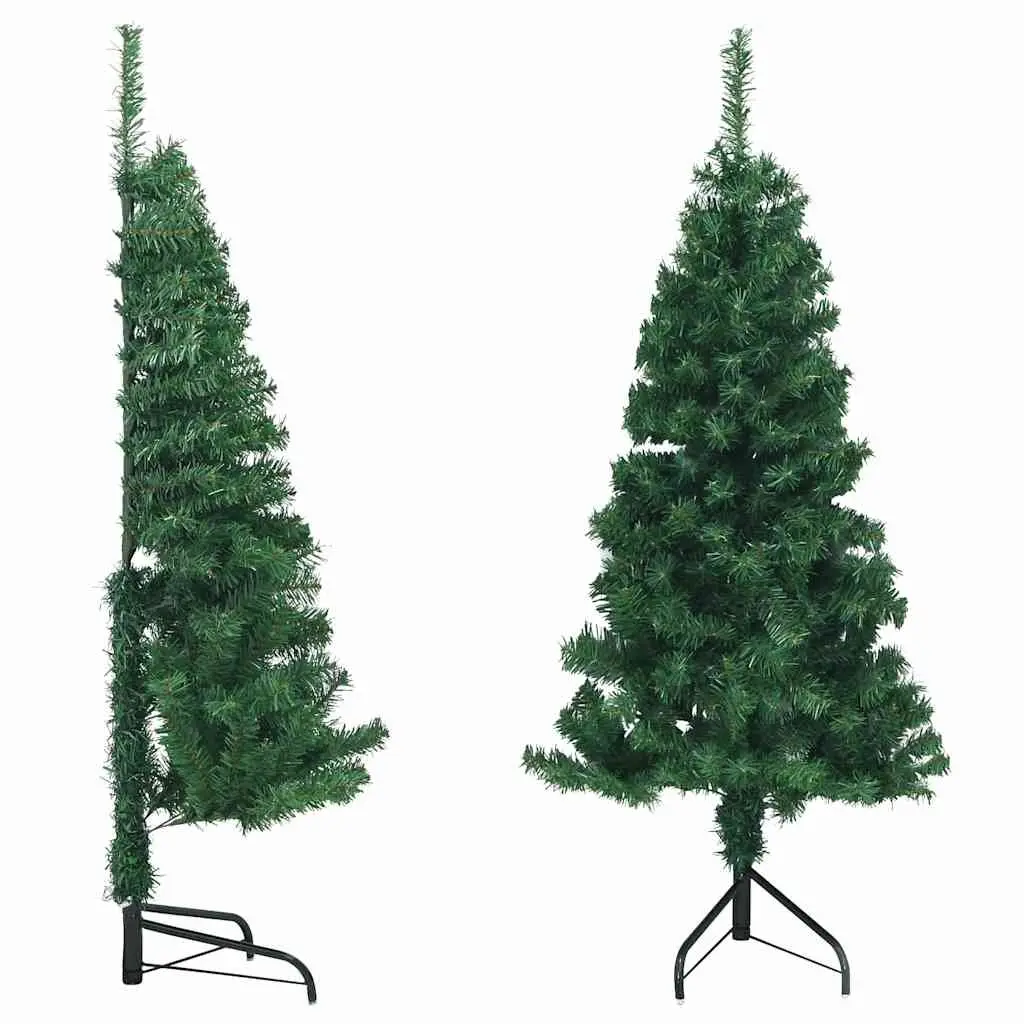 Corner Artificial Christmas Tree PVC 120cm Green Adjustable Branches Steel Stand
