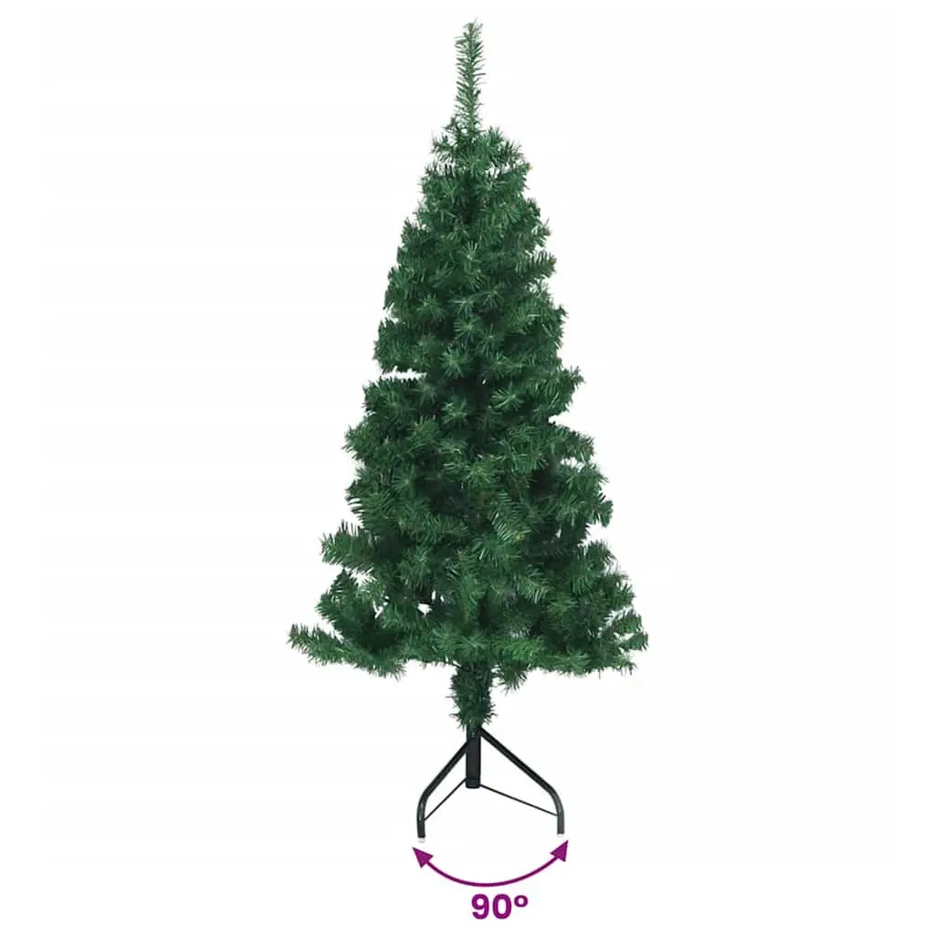 Corner Artificial Christmas Tree PVC 120cm Green Adjustable Branches Steel Stand