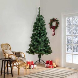Ideal 240cm Green Corner Artificial Christmas Tree for Limited Spaces
