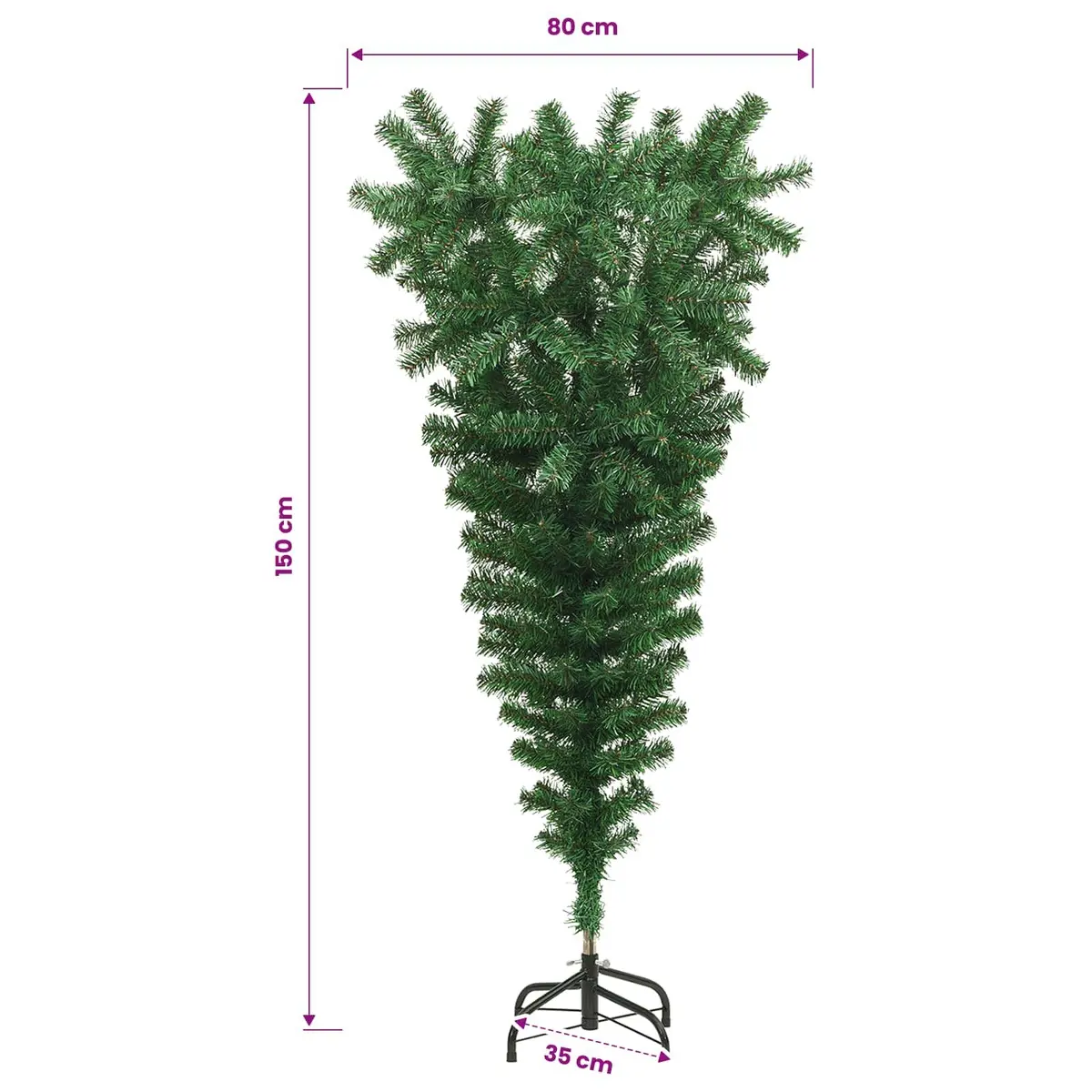 Upside-Down Artificial Christmas Tree 150cm Green Festive Holiday Decoration