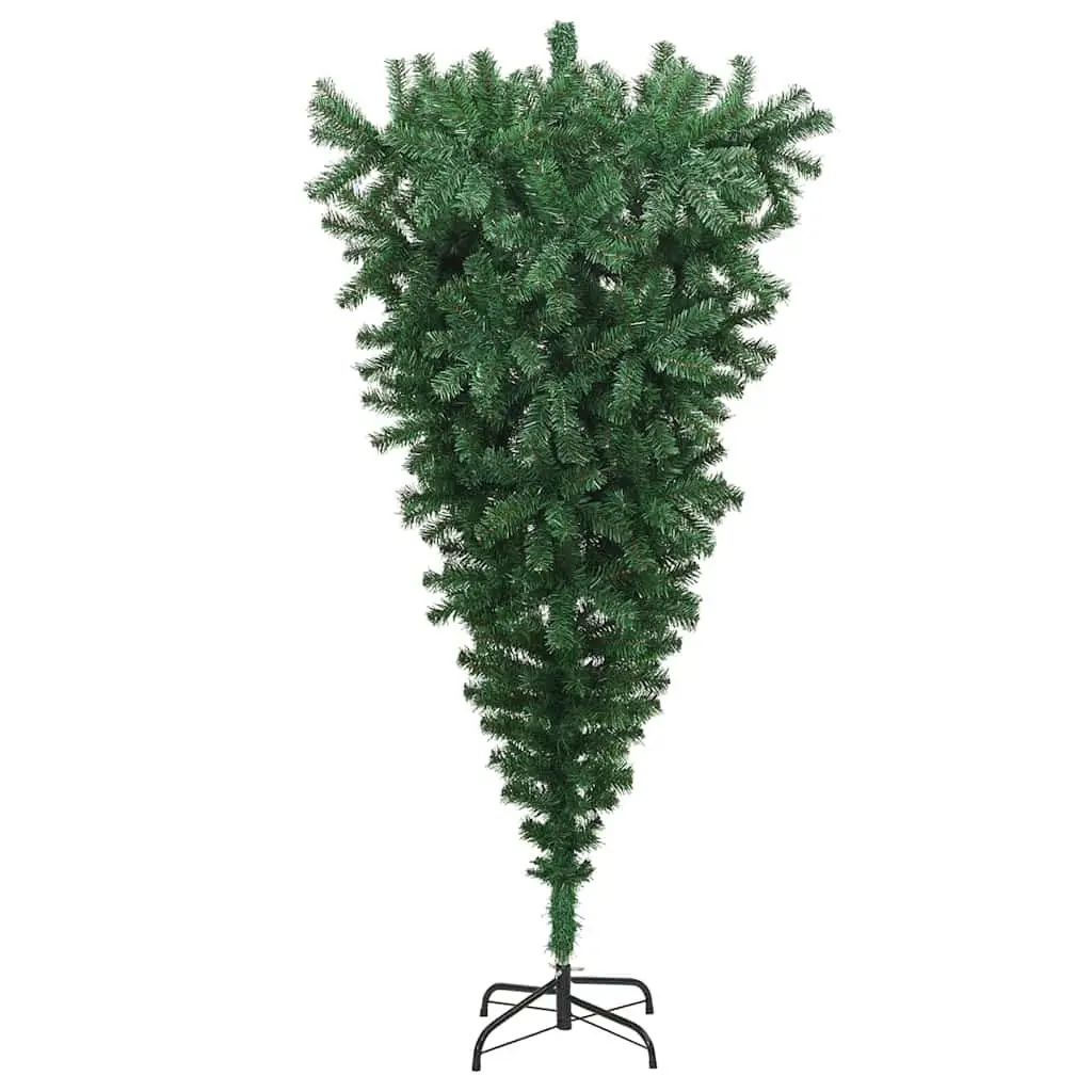 Upside-Down Artificial Christmas Tree Green 210cm with Stand Holiday Decoration