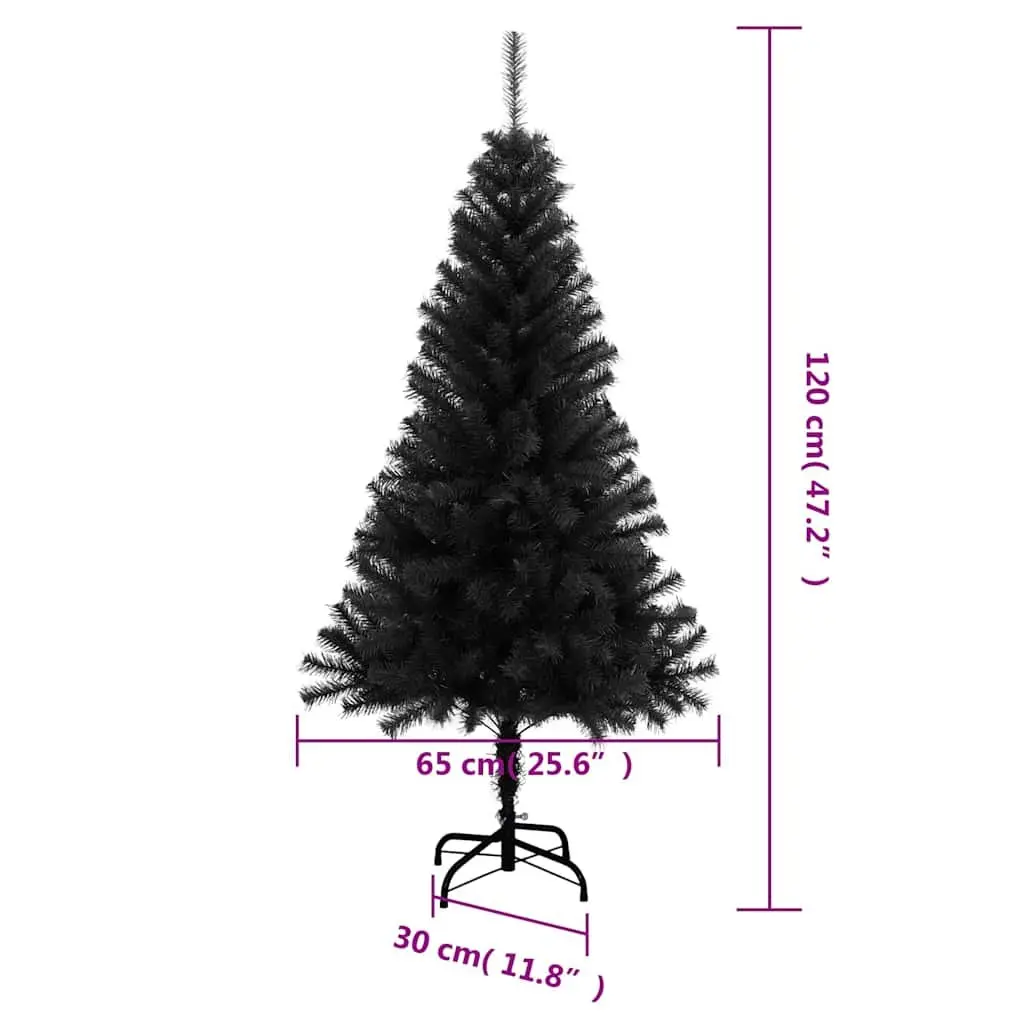 Artificial Christmas Tree PVC 120cm Black Indoor Outdoor