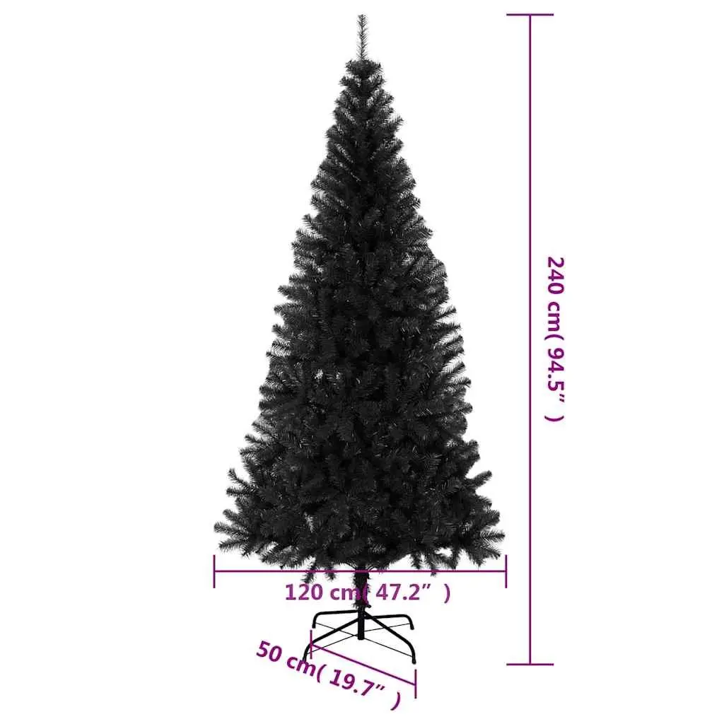 Artificial Christmas Tree 240cm Black PVC Holiday Decoration Indoor Outdoor