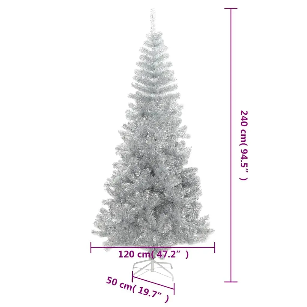 Artificial Christmas Tree PET 240cm Silver Indoor Seasonal Holiday Decoration