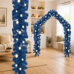 Versatile 5m Blue Christmas Garland with LED Lights for Decor