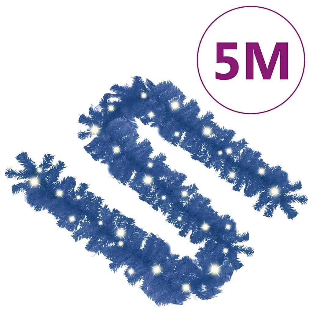 Blue Christmas Garland with LED Lights 5m Holiday Decoration Festive Home Decor