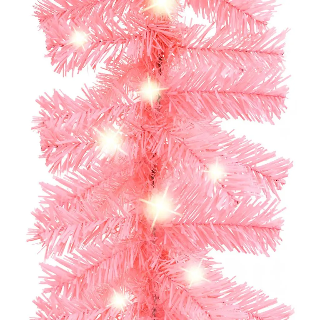 Pink Christmas Garland with LED Lights 5m Holiday Decoration Staircase Wall