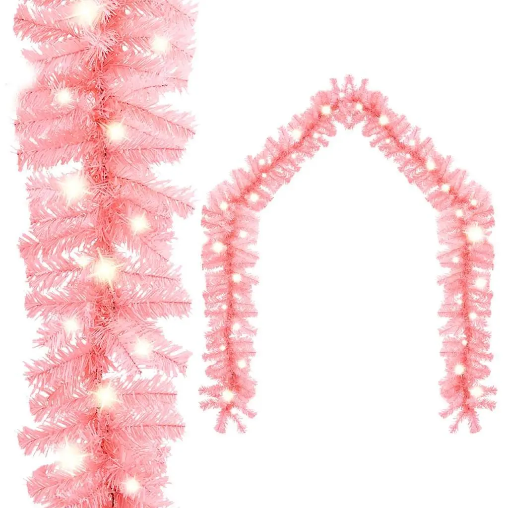 Pink Christmas Garland with LED Lights 10m Holiday Decoration Warm Festive