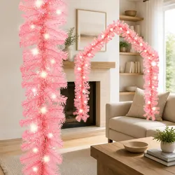 Practical Pink Christmas Garland with 300 LED Lights