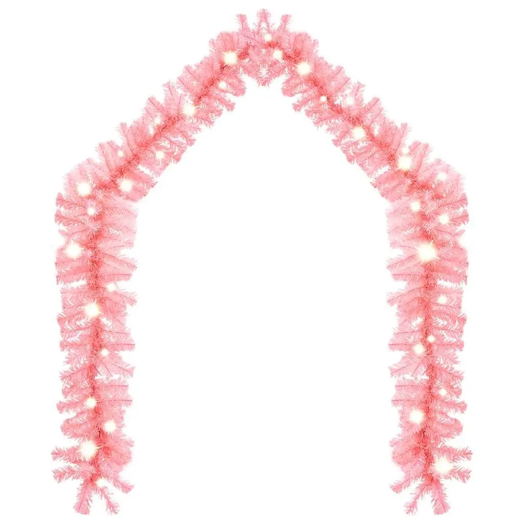 Christmas Garland PVC 20m Pink with LED Lights