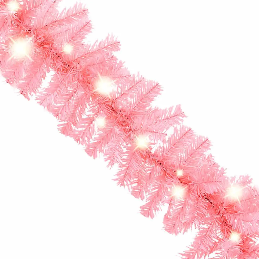 Christmas Garland PVC 20m Pink with LED Lights