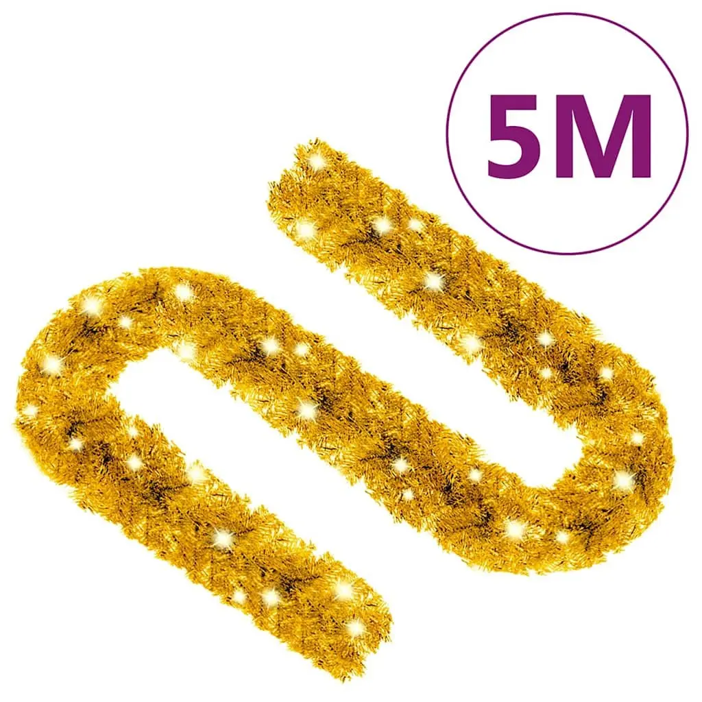 Christmas Garland LED Lights 5m Gold Decoration Holiday Hanging Staircase Window