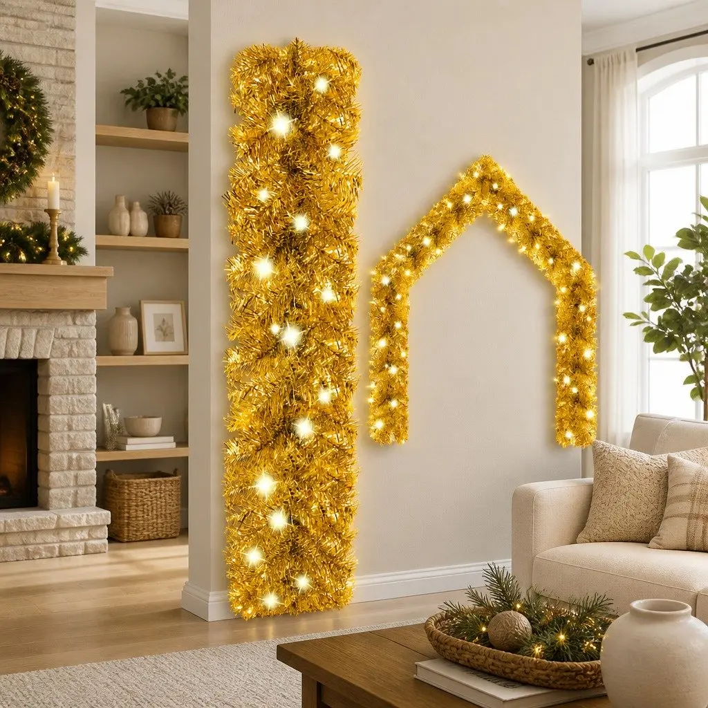 10m Gold LED Christmas Garland for Home Use