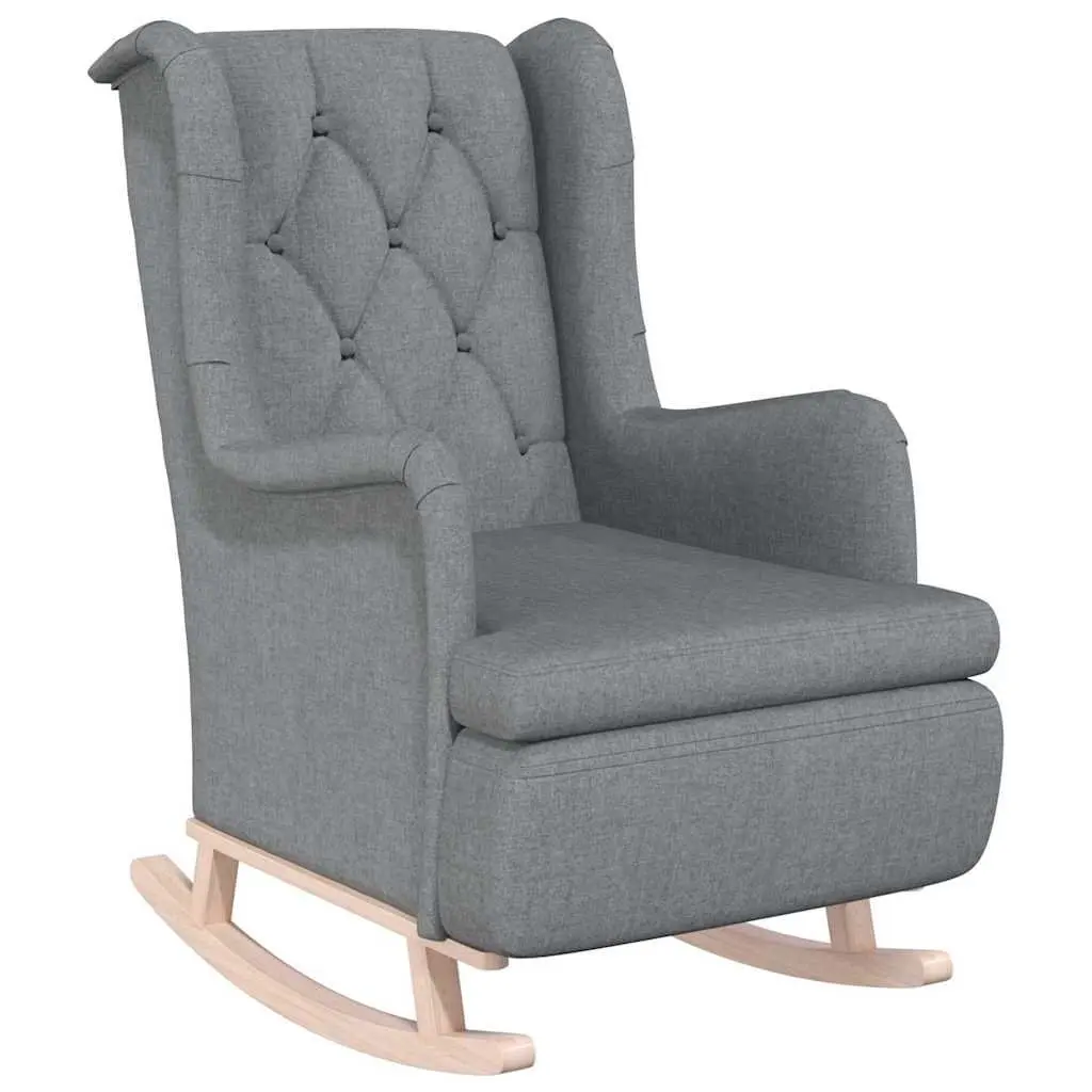 Armchair Foam Upholstered Grey Fabric Rocking Legs