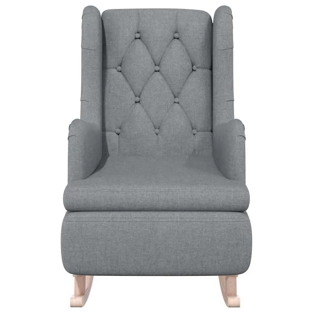 Armchair Foam Upholstered Grey Fabric Rocking Legs