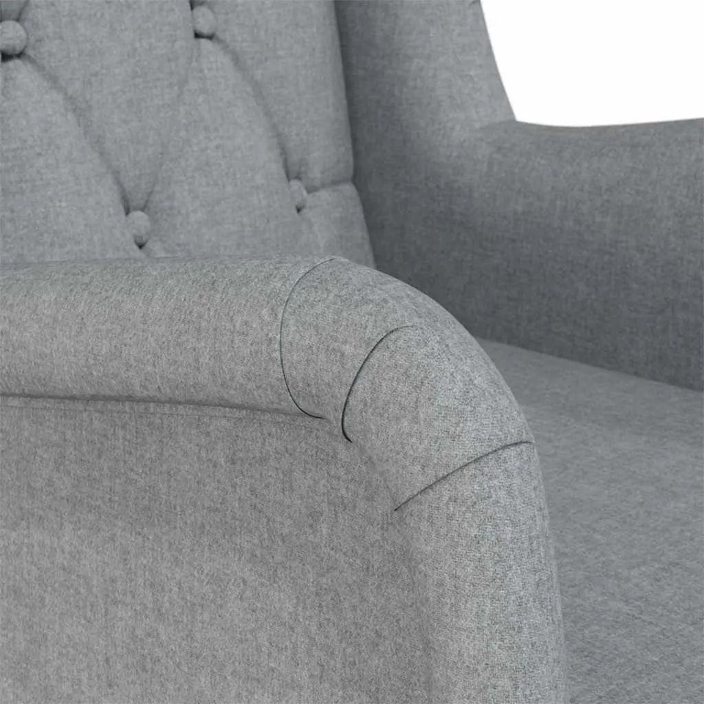 Armchair Foam Upholstered Grey Fabric Rocking Legs