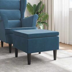 Practical Use of Blue Velvet Stool with Wooden Legs at Home